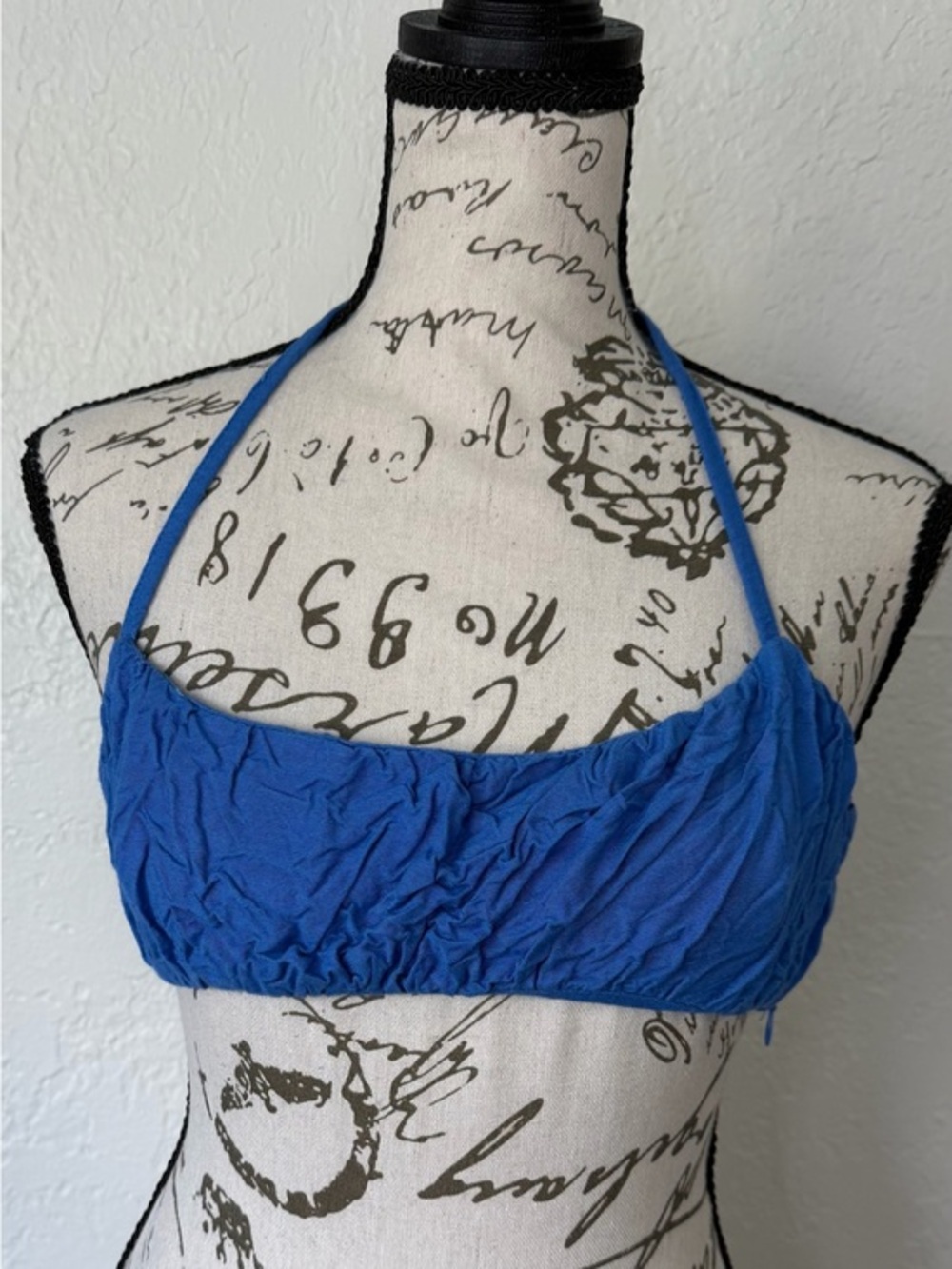 PrettyLittleThing Blue Ruched Halter Crop Top – Size US 2 / UK 6
